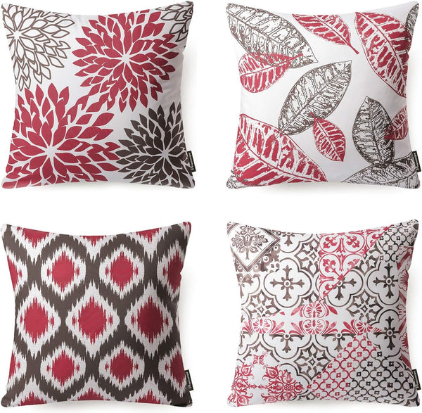 PHANTOSCOPE Set of 4 New Living Series Decorative Throw Pillow Case - Red, 18" x 18" inches, 45cm x 45cm