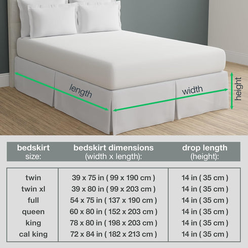 Bed Maker’s Never Lift Your Mattress Microfiber Wrap-Around Bed Skirt, Classic 14 Inch Drop Length, Twin, White