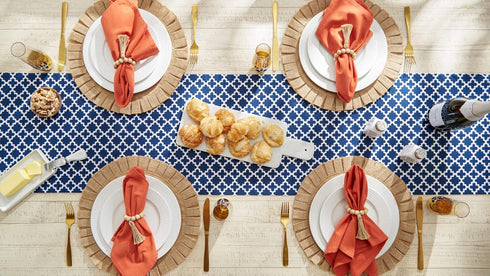 DII Lattice Tabletop Collection Table Runner - 14x108 Nautical Blue
