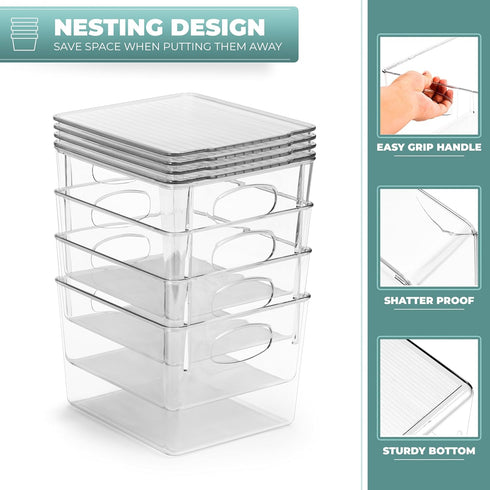 Sorbus Small Clear Plastic Storage Bins with Lids, Stackable Storage Bins for Toy, Clothes, Medicine, Bathroom (2 Pack)