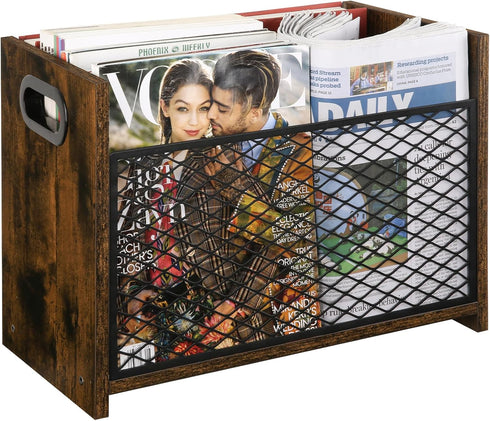 YINMIT Magazine Holder, Large Desktop Rack for Home Office, Farmhouse File Storage Basket for Magazines, Books,