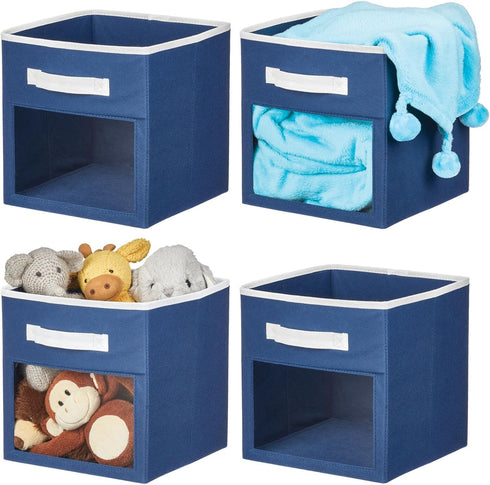 mDesign Fabric Nursery/Playroom Closet Storage Organizer Bin Box with Front Handle/Window for