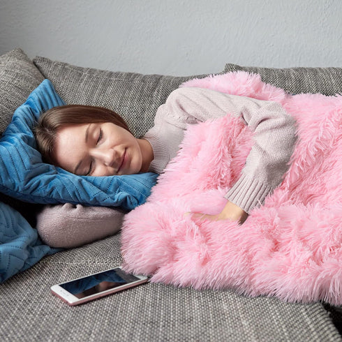 Cozy 60"x80" BENRON Baby Pink Throw Blankets, Soft Shaggy Plush Sherpa Blankets, Lightweight Fluffy Faux Fur Blankets