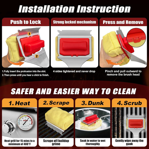 SUPOWER 15" 3X Steam Safe Grill Cleaning Brush Bristle Free for Outdoor Grill with Extended Handle, Thick Aramid Fabric