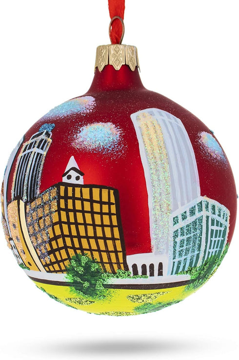Tulsa, Oklahoma, USA Glass Christmas Ornament, 3.25 Inches