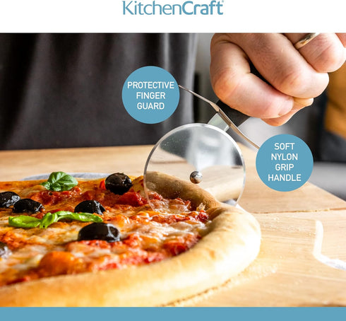 KitchenCraft Pizza Cutter Wheel, Stainless Steel, 20 cm, with Nylon Handle