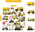 Tevxj Construction Vinyl Gel Clings, 20 Pcs Yellow & Black Transportation Stickers for Kids, Reusable Wall Decor