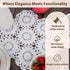 kilofly Crochet Cotton Lace Table Placemats Doilies, 4pc, White, Blossoms, 10 inch
