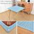 34x34 inch Baby Blue Fitted Tablecloth with Elastic for Square Folding Tables Washable Stretchy Spandex Card Table