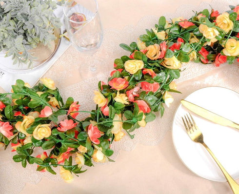 Miracliy 9Pcs 74FT Flower Garland, Artificial Rose Arch Vines for Wedding, Garden Tea Party Decoration