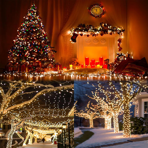 300 Count (3X100) 79.5ft Clear Christmas Lights - Mini Incandescent Warm White String Lights UL Connectable for Indoor