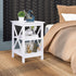 Nouva Side Table - Square Small End Table w/Storage Shelf, Tall Nightstand w/X-Design for Living Room Bedroom Office