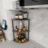 3-Tier Corner Shelf Stand, Rustic Wood and Metal Corner Display Rack, Small Triangle Corner Storage Organizer