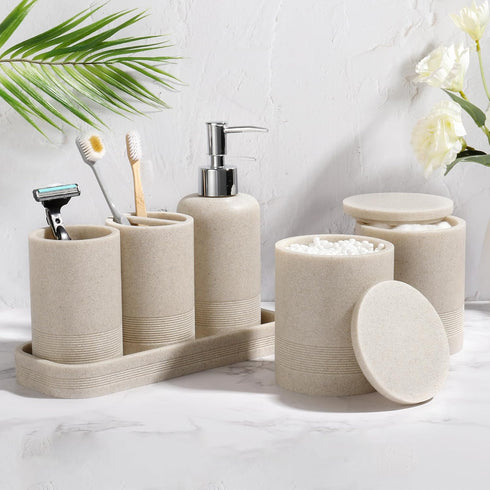 Set, 6-Piece Set, Set, Bathroom Accessories Bathroom Accessory Toothbrush Holders Soap Dispenser, Vanity Tray, Tumbler