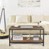 2-Tier SUPER DEAL Industrial Coffee Table with Storage Shelf for Small Apartment Living Room, Rectangle Wood and Stable