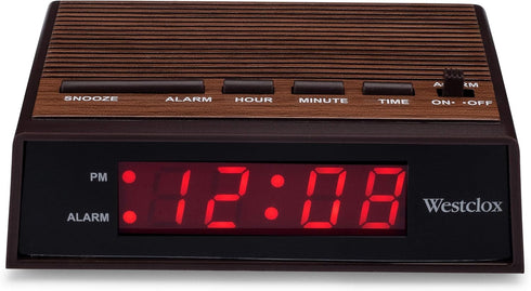 Westclox Retro Wood Style Easy To Read Super Bright Small Night Table Alarm Clock, 22690.