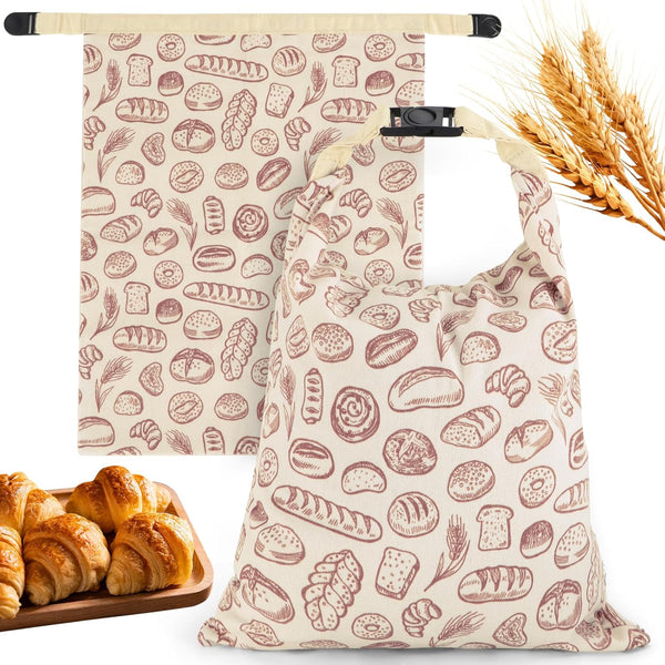 2 PACK Beeswax Sourdough Bread Bags for Homemade Bread, Reusable Cotton Beeswax