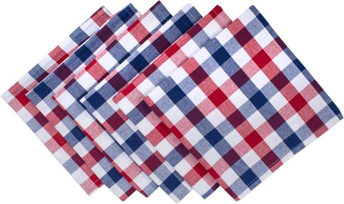 DII 4th of July Tabletop Collection Napkin Set, 6 Piece, Red, White & Blue Check