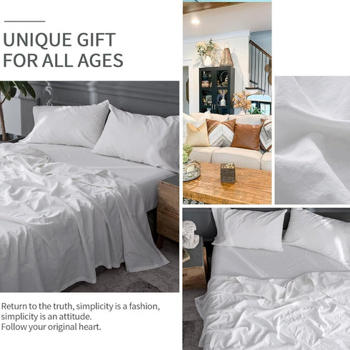 55% 45% 1-Piece BISELINA Linen Sheet French Flax Flat Sheet Only Euro Linen Cotton Basic Style Solid Color Soft