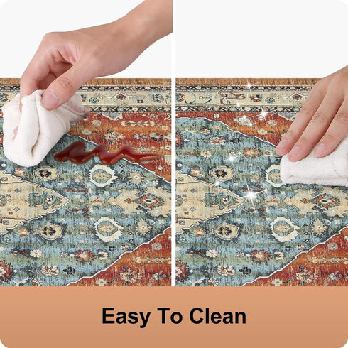 Collive Boho Kitchen Mats, Cushioned Anti Fatigue Non-Slip Kitchen Floor Mats, 17”x30” Red Waterproof Rug