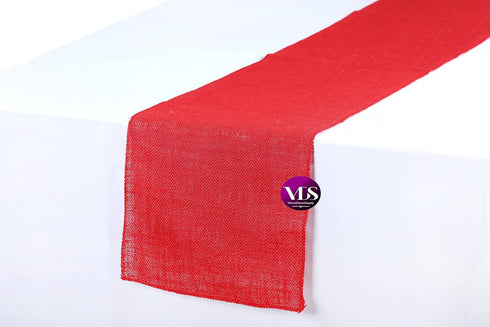 Pack 5, 100% 12X108 Inch)(Red) VDS of Burlap Table Runner Natural Jute Rustic Hessian Table Cloth Centrepiece