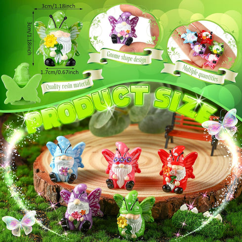 40 1.18 Inch Wesiti Pcs Spring Decoration Butterfly Mini Resin Gnomes Spring Miniature Figurine Statues Tiny Gnomes