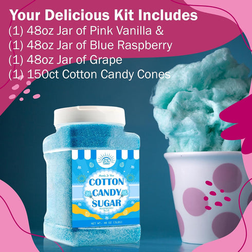 Under the Sun Products (2 Pack, 3 lb (3 Pack 3 lb Cotton Candy Floss Sugar Pink Vanilla & Blue Raspberry Each) |
