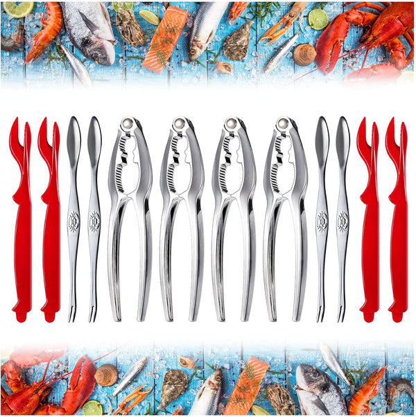 13 Pieces Crab Leg Crackers Set Including 4 Nut Crackers, 4 Lobster