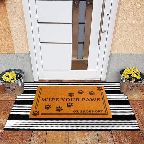 Wipe Your Paws Coir Doormat, 30x17 Inch Funny Welcome Mat for Front Door, Heavy Duty with Anti-Slip Rubber Backing