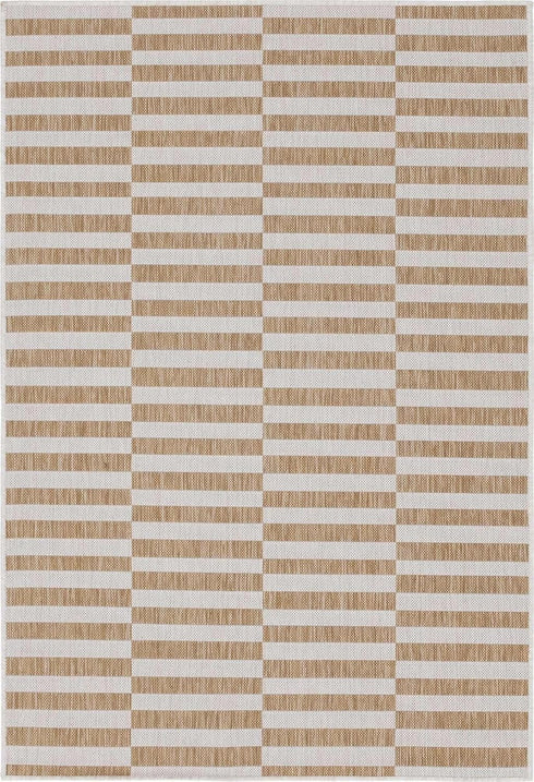 Unique Loom Outdoor Striped Collection Area Rug - Striped (2' x 3' 1" Rectangle Taupe/Ivory)