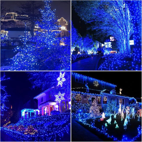 165FT 500 Lights,16 LAMPHOME LED Blue Christmas Modes Connectable Fairy String Lights, Plug in Indoor Outdoor Blue