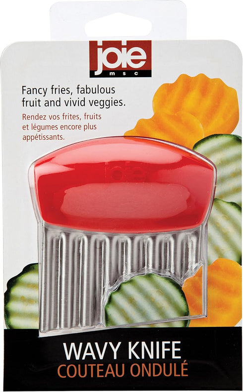 Joie Crinkle Cutter Kitchen Knife for Vegetables, Stainless Steel Blade, Colors Vary