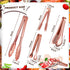 12 Pieces Tongs for Serving Utensils Mini Serving Tong Stainless Steel Appetizer Tongs Ice Sugar Tong Food Tong Cooking Tong for Salad Kitchen Buffet Party, 5 Inch, 9 Inch (Rose Gold) by Sawysine