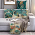 Throw Pillow Cover Green Plant Leaves, 18 x 18 Inch Teal Cushion Cover, Set of 2 Turquoise Ginkgo Leaf Case