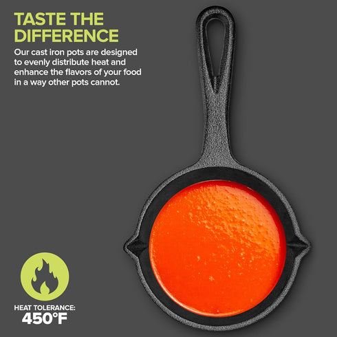Modern Innovations Cast Iron Melting Pot, Basting Pot for Grill Cooking, Small Cast Iron Saucepan