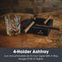 Pardo Cigar Unbreakable Ashtray for Outdoors - Large Ring Gauge, Square Matte Black, 4 Holder Design, 6x6x1.5 inches