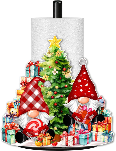 HNBYTJ Countertops 2 Christmas Paper Towel Holder, Christmas Gnomes Santa Claus Decor, Metal Stand Towels Paper Holder