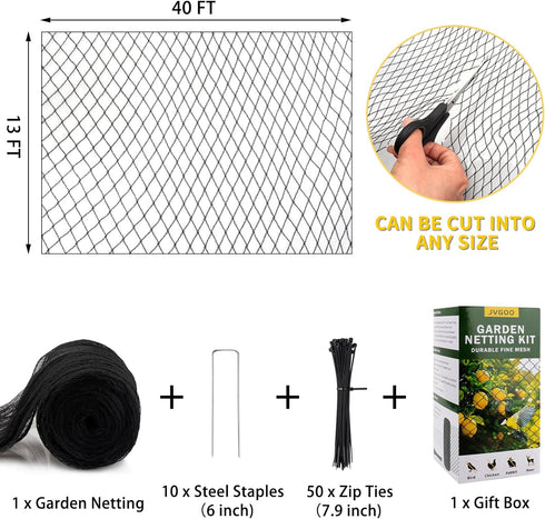 13 40 Bird Netting for Garden, x FT Bird Netting for Chicken Coop, Heavy Duty Garden Poultry Net Mesh with Ties