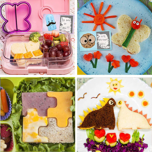 6 Pack Sandwich Cutters and Bread Crust Shape Remover for Kids, Cute Animals Shapes Toast Mould DIY Slicer Kit