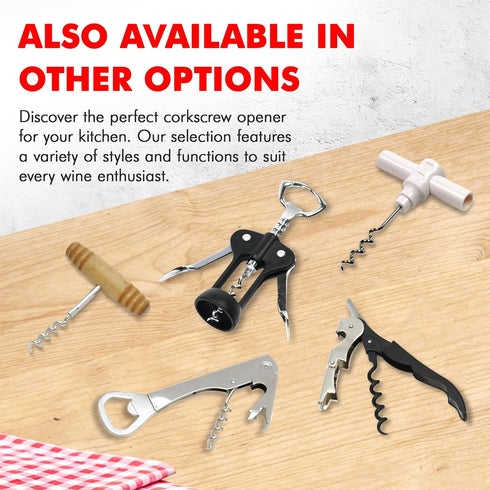 Chef Craft Select Waiters Corkscrew, 5 Inch Length, Stainless Steel/Black, with Foil Cutter and Bottle Opener