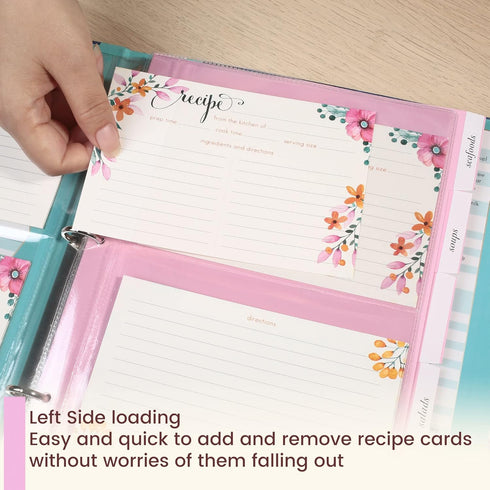 LotFancy 15 Recipe Card Protectors and 5 Dividers, 18 Labels, Recipe Binder Refills, and Tabbed Dividers