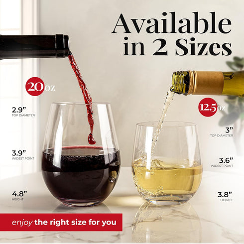 Vivocci Unbreakable Plastic Stemless Wine Glasses 12.5 oz | Shatterproof Glassware | Set of 6