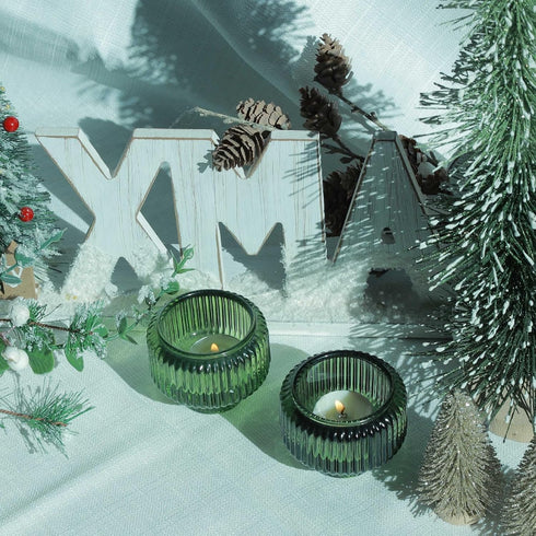 Set 8 Woho Green Taper Candle Holders of for Christmas Party Decor, Reversible Candle Sticks Holder Decor for Wedding
