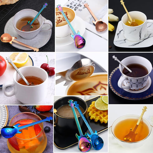 Guitar Spoons Coffee Teaspoon Set, ESRISE Stainless Steel Dessert Spoon with Guitar Opener for Christmas