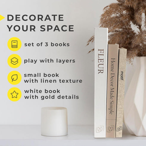 Generic 3 Set Little Yellow Tulips Book Decor - Stacked Book Decorations for Living Room - of Decorative Books
