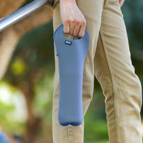 BUILT One Bottle Stain- Tear- and Water-resistant Wine Tote, Lightweight Insulated and Reusable, Protective Carrier for Home Travel, Pacific Blue by Built
