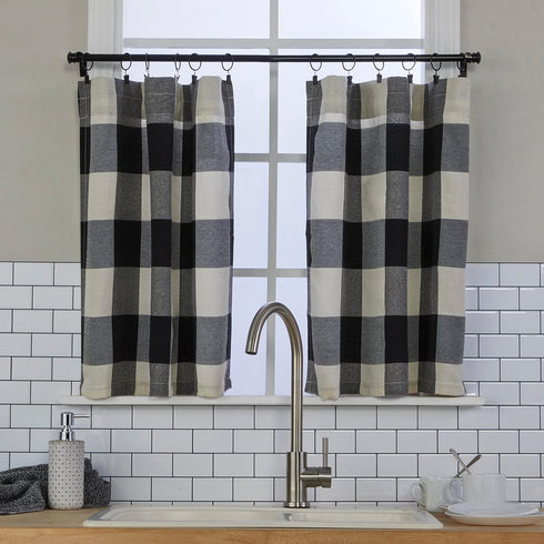 SKL Home Grandin Cafe Curtain Tier Pair, 57x24, Black/Natural
