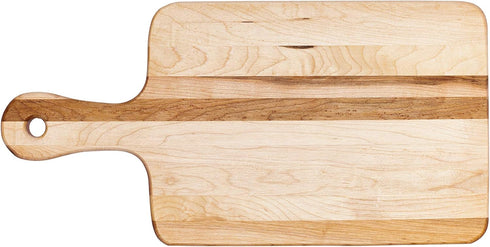 Labell Wood Cutting Boards - Medium Canadian Maple Chopping Board with Handle for Meats, Vegetables, Fruits, and Cheeses - Paddle Board Perfect for Carving, Serving, and Charcuterie (8" x 16" x 0.75")