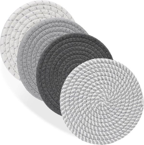 7" Trivets for Hot Dishes, 4 Heat Resistant Hot Pads for Kitchen, Hot Plate Mats for Countertops and Home Essentials