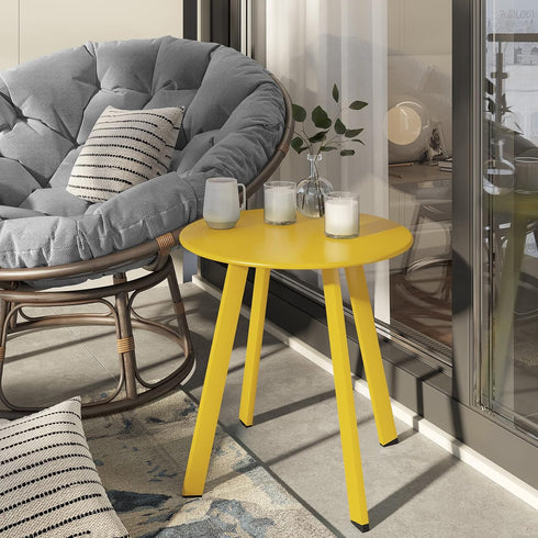 Round Outdoor Side Table with Square Feet - Perfect for Patios and Balconies
